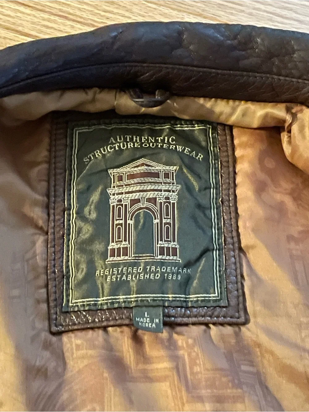 Vintage Structure Men's Brown Leather Bomber Jacket soft large